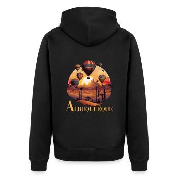 Albuquerque Ballon New Mexico Heißluftballon - Unisex Premium Bio Zip Hoodie - Schwarz - Hinten - Nico (187cm)