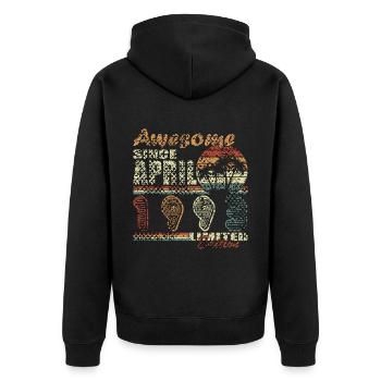 Avril 1993. Anniversaire Avril 1993. Don 1993. - Veste à capuche bio Premium Unisexe - noir - Dos - Nico (187cm)