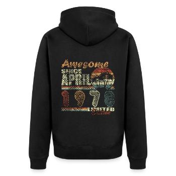 April 1978. Geburtstag April 1978. Geschenk 1978. - Unisex Premium Bio Zip Hoodie - Schwarz - Hinten - Nico (187cm)