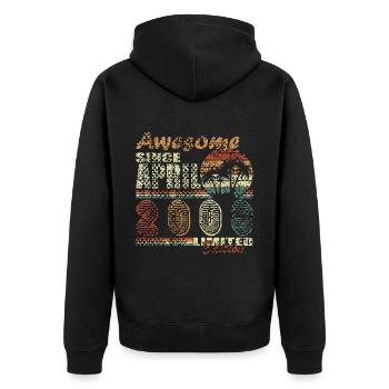 April 2008 Birthday April 2008 Gift - Unisex Premium Organic Zip Hoodie - black - Back - Nico (187cm)