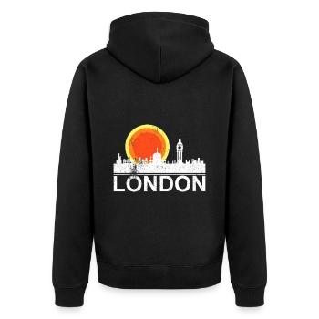 Londres Big Ben Skyline Coucher de soleil - Veste à capuche bio Premium Unisexe - noir - Dos - Nico (187cm)