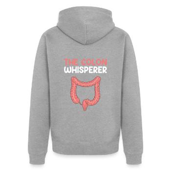 Colon Whisperer, Endoscopie Gastroentérologie - Veste à capuche bio Premium Unisexe - gris chiné - Dos - Nico (187cm)