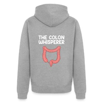 Colon Whisperer, Endoscopie Gastroentérologie - Veste à capuche bio Premium Unisexe - gris chiné - Dos - Nico (187cm)