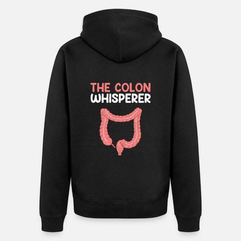 Colon Whisperer, Endoscopy Gastroenterology - Unisex Premium Bio Zip Hoodie - Schwarz