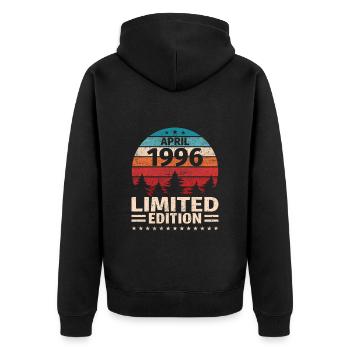 27th birthday April Vintage 1996 Vintage - Unisex Premium Organic Zip Hoodie - black - Back - Nico (187cm)