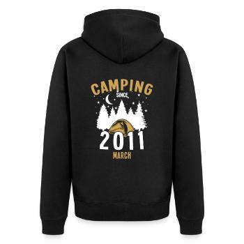Anniversaire: Camping depuis mars 2011 Camping - Veste à capuche bio Premium Unisexe - noir - Dos - Nico (187cm)