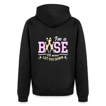 Cheerleading I'm Base I'll Never Let You Gymnastic - Unisex Premium Bio Zip Hoodie - Schwarz - Hinten - Nico (187cm)