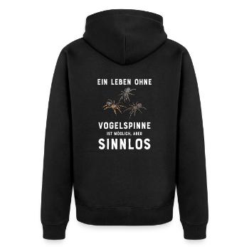 Vogelspinne I Tarantula Terrarium Motiv für - Unisex Premium Bio Zip Hoodie - Schwarz - Hinten - Nico (187cm)