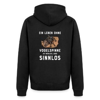 Vogelspinne I Tarantula Terrarium Motiv für - Unisex Premium Bio Zip Hoodie - Schwarz - Hinten - Nico (187cm)