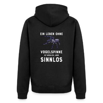 Vogelspinne I Tarantula Terrarium Motiv für - Unisex Premium Bio Zip Hoodie - Schwarz - Hinten - Nico (187cm)