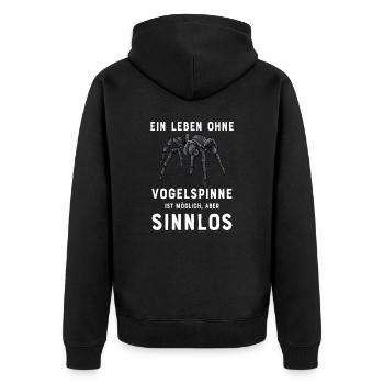Vogelspinne I Tarantula Terrarium Motiv für - Unisex Premium Bio Zip Hoodie - Schwarz - Hinten - Nico (187cm)