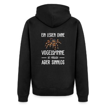 Vogelspinne I Tarantula Terrarium Motiv für - Unisex Premium Bio Zip Hoodie - Schwarz - Hinten - Nico (187cm)