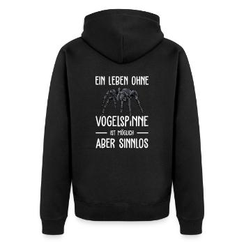 Vogelspinne I Tarantula Terrarium Motiv für - Unisex Premium Bio Zip Hoodie - Schwarz - Hinten - Nico (187cm)