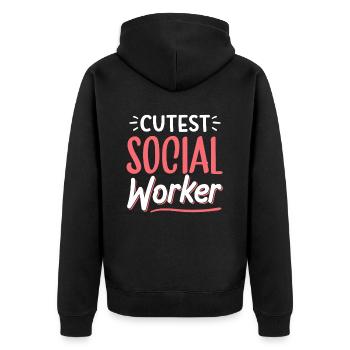 Formation de travailleur social la plus douce - Veste à capuche bio Premium Unisexe - noir - Dos - Nico (187cm)