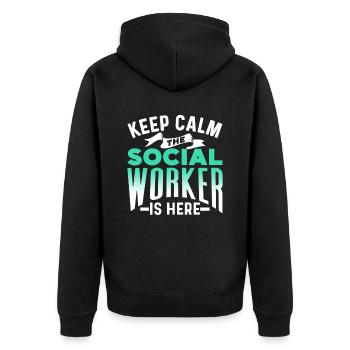 Restez calme le travailleur social est là Formation - Veste à capuche bio Premium Unisexe - noir - Dos - Nico (187cm)