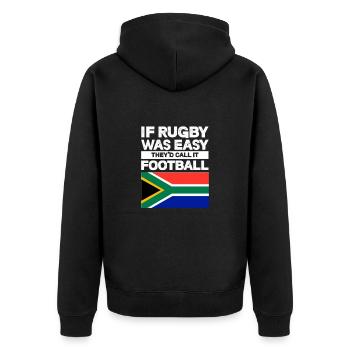 Rugby - Unisex Premium Bio Zip Hoodie - Schwarz - Hinten - Nico (187cm)