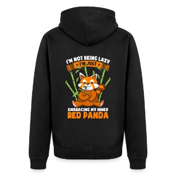 I'm Not Being Lazy - Unisex Premium Organic Zip Hoodie - black - Back - Nico (187cm)