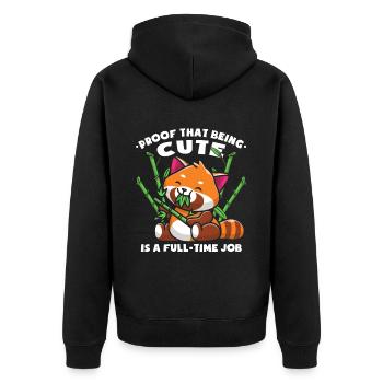 Der Beweis, dass süß zu sein ein Vollzeitjob ist - Unisex Premium Bio Zip Hoodie - Schwarz - Hinten - Nico (187cm)