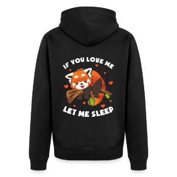 Lass mich schlafen Roter Panda - Unisex Premium Bio Zip Hoodie - Schwarz - Hinten - Nico (187cm)