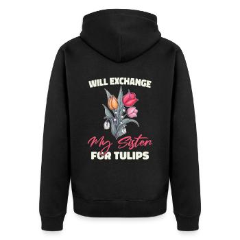 Hobbygärtner Garten Schwester - Unisex Premium Bio Zip Hoodie - Schwarz - Hinten - Nico (187cm)