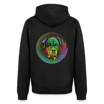 Boxer Retro - Unisex Premium Bio Zip Hoodie - Schwarz - Hinten - Nico (187cm)