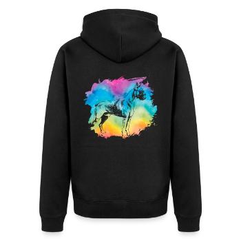 Boxer Retro - Unisex Premium Bio Zip Hoodie - Schwarz - Hinten - Nico (187cm)