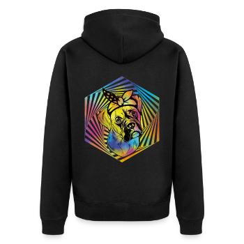 Boxer - Unisex Premium Organic Zip Hoodie - black - Back - Nico (187cm)