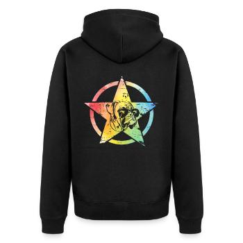 Boxer - Unisex Premium Organic Zip Hoodie - black - Back - Nico (187cm)