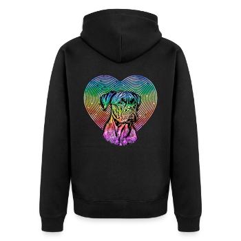 Boxer Retro - Unisex Premium Bio Zip Hoodie - Schwarz - Hinten - Nico (187cm)