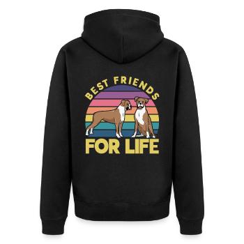 Best friends for Life Boxer - Unisex Premium Organic Zip Hoodie - black - Back - Nico (187cm)