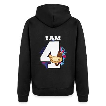 I am 4 chickens - Unisex Premium Organic Zip Hoodie - black - Back - Nico (187cm)