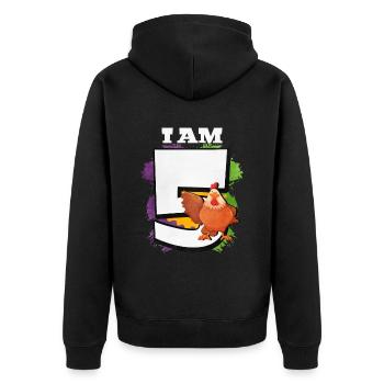 I am 5 chickens - Unisex Premium Organic Zip Hoodie - black - Back - Nico (187cm)