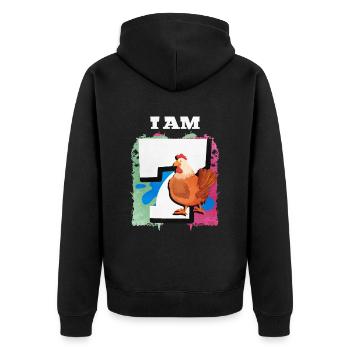 I am 7 chickens - Unisex Premium Organic Zip Hoodie - black - Back - Nico (187cm)