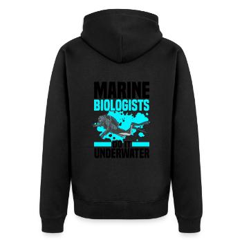Meeresbiologe - Unisex Premium Bio Zip Hoodie - Schwarz - Hinten - Nico (187cm)