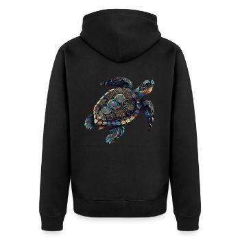 Geometric Turtle Colorful Abstract Rainbow - Unisex Premium Organic Zip Hoodie - black - Back - Nico (187cm)