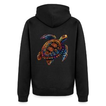 Geometric Turtle Colorful Abstract Rainbow - Unisex Premium Organic Zip Hoodie - black - Back - Nico (187cm)