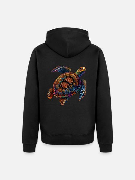 Tortuga geométrica colorido arco iris abstracto - Chaqueta con capucha prémium ecológica unisex - negro