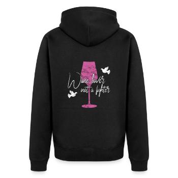 Wine Peace Saying - Unisex Premium Organic Zip Hoodie - black - Back - Nico (187cm)