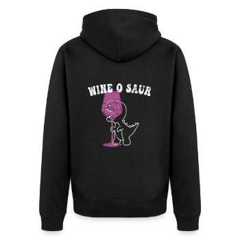 lustiger Wein Dinosaurier Spruch - Unisex Premium Bio Zip Hoodie - Schwarz - Hinten - Nico (187cm)