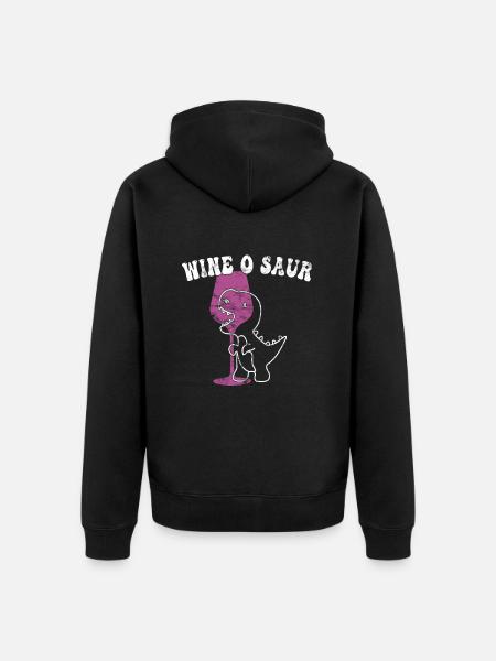 funny wine dinosaur saying - Unisex Premium Organic Zip Hoodie - black