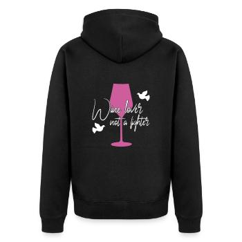 Wine Peace Saying - Unisex Premium Organic Zip Hoodie - black - Back - Nico (187cm)
