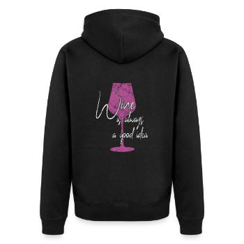 Wein ist eine gute Idee Spruch - Unisex Premium Bio Zip Hoodie - Schwarz - Hinten - Nico (187cm)