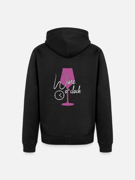 Wine time funny saying - Unisex Premium Organic Zip Hoodie - black
