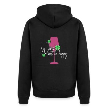 Wine Happiness Saying - Unisex Premium Organic Zip Hoodie - black - Back - Nico (187cm)