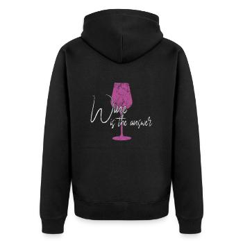 Wein Antwort Spruch - Unisex Premium Bio Zip Hoodie - Schwarz - Hinten - Nico (187cm)