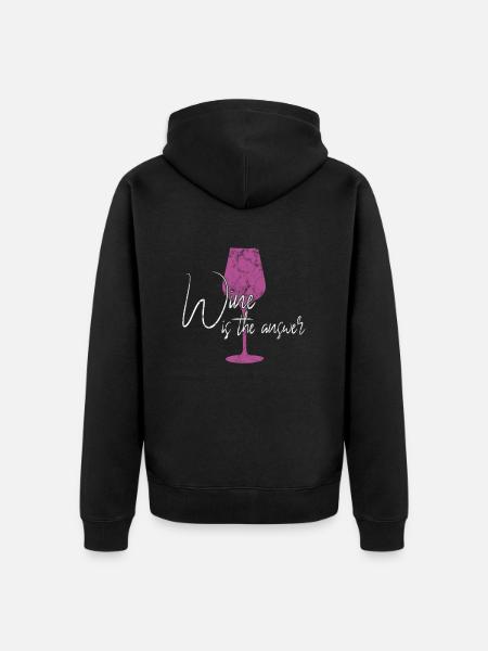 Wine Response Saying - Unisex Premium Organic Zip Hoodie - black