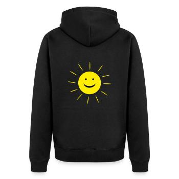 Sonne gute Laune - Unisex Premium Bio Zip Hoodie - Schwarz - Hinten - Nico (187cm)