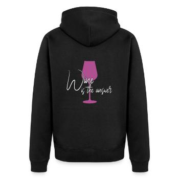 Wein Antwort Spruch - Unisex Premium Bio Zip Hoodie - Schwarz - Hinten - Nico (187cm)