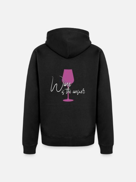 Wine Response Saying - Unisex Premium Organic Zip Hoodie - black