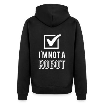 IM Not A Robot Robotik Ingenieur - Unisex Premium Bio Zip Hoodie - Schwarz - Hinten - Nico (187cm)